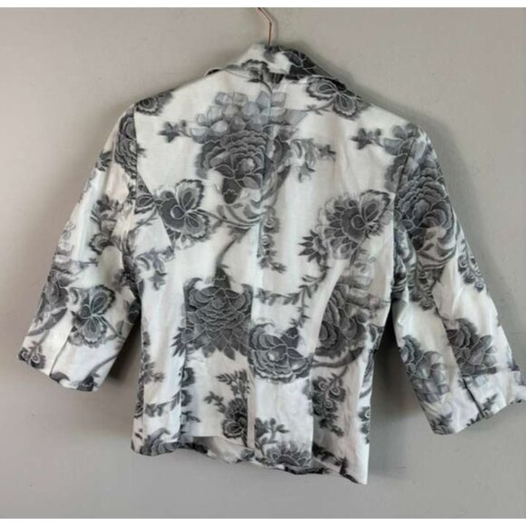 White House Black Market Women’s Floral Print 3/4 Sleeve Blazer Jacket Size 2 - Picture 3 of 11